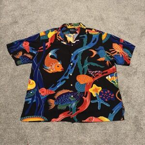 Vintage Polo Ralph Lauren Caldwell Koi Fish Button Down Tropical Shirt Size 2XL